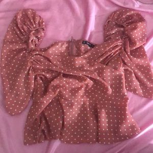 Pink Polka dot Peplum Shirt